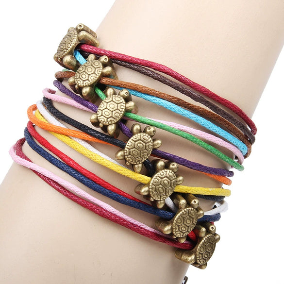 Wholesale Mixed Batch Colorful Wax Rope Bracelet With Animal Beaded And Zodiac Pattern Electroplated Treatment