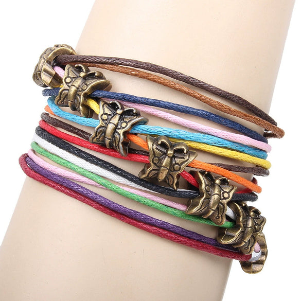 Wholesale Mixed Batch Colorful Wax Rope Bracelet With Animal Beaded And Zodiac Pattern Electroplated Treatment