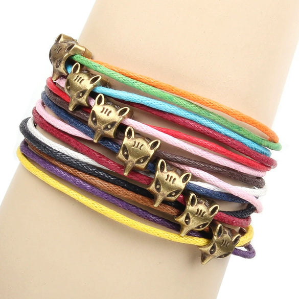 Wholesale Mixed Batch Colorful Wax Rope Bracelet With Animal Beaded And Zodiac Pattern Electroplated Treatment