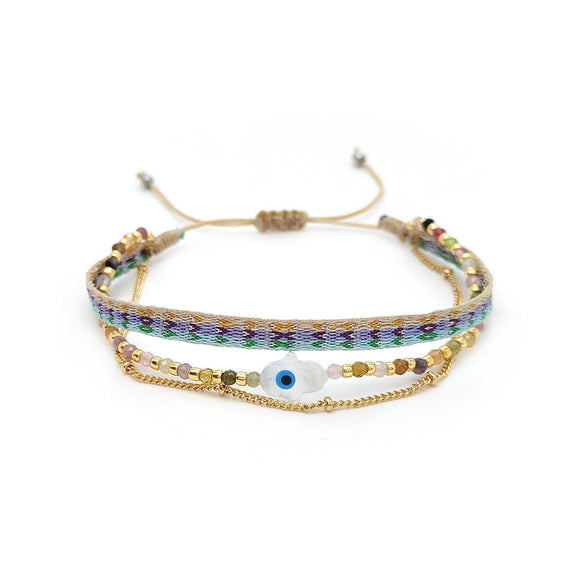 Wholesale Mixed Material Handwoven Geometric Lucky Devil's Eye Women's Bracelet
