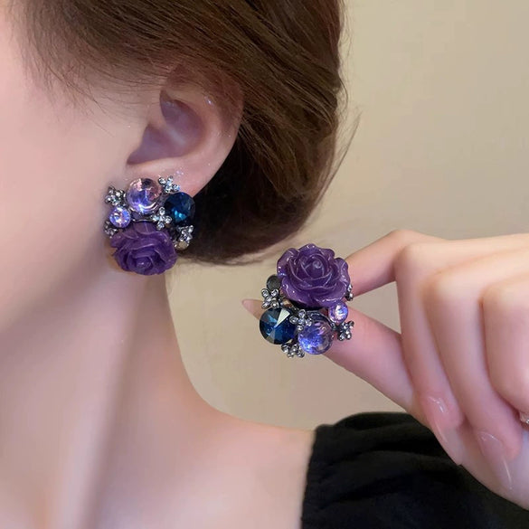 Wholesale Mixed Materials Flower Pattern Electroplating Earrings For Women