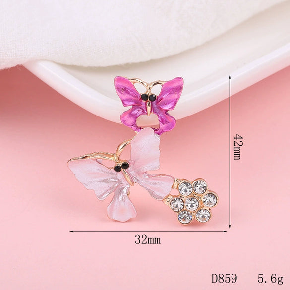Wholesale Mobile Phone Shell Accessories Alloy Dripping Oil Butterfly Rhinestone Handmade Diamondembedded