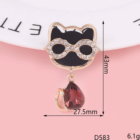 Wholesale Mobile Phone Shell Accessories Alloy Rhinestone Diamond With Cat Head Fox Pattern Electroplated