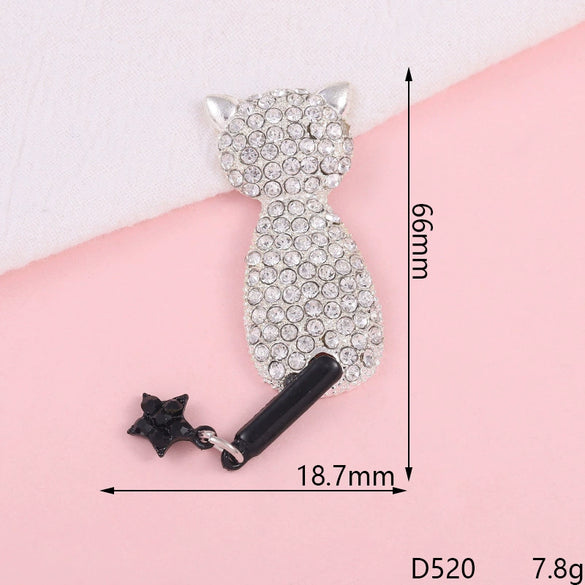 Wholesale Mobile Phone Shell Accessories Alloy Rhinestone Diamond With Cat Head Fox Pattern Electroplated
