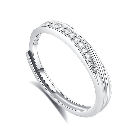 Wholesale Mobius Couple Open Ring 925 Sterling Silver Geometric Design With Diamond Treatment