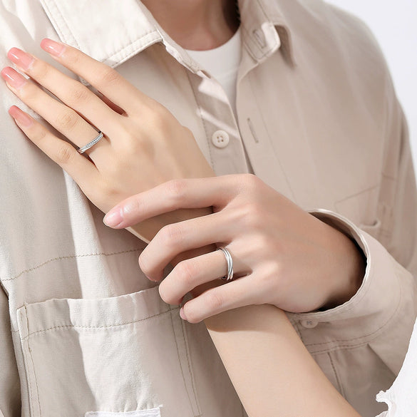 Wholesale Mobius Couple Open Ring 925 Sterling Silver Geometric Design With Diamond Treatment