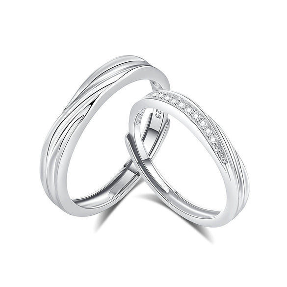 Wholesale Mobius Couple Open Ring 925 Sterling Silver Geometric Design With Diamond Treatment