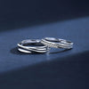 Wholesale Mobius Couple Open Ring 925 Sterling Silver Geometric Design With Diamond Treatment