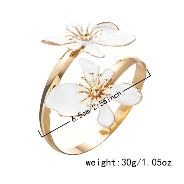 Wholesale Modern Minimalist Alloy Flower Enamel Drip Oil Bracelet For Women
