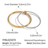 Wholesale Modern Minimalist Geometric Colorblocked Double Ring Stainless Steel Bracelet Vacuumplated 18K Gold