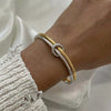 Wholesale Modern Minimalist Geometric Colorblocked Double Ring Stainless Steel Bracelet Vacuumplated 18K Gold