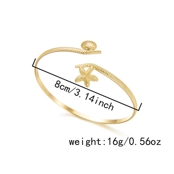 Wholesale Modern Minimalist Starfish And Conch Pattern Iron Electroplated Arm Bracelet Women's Accessory