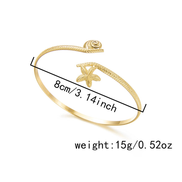 Wholesale Modern Minimalist Starfish And Conch Pattern Iron Electroplated Arm Bracelet Women's Accessory