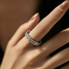 Wholesale Modern S925 Sterling Silver Ring For Women Geometric Inlaid Zircon Full Diamond Row Ring
