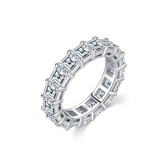 Wholesale Modern S925 Sterling Silver Ring For Women Geometric Inlaid Zircon Full Diamond Row Ring