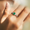 Wholesale Modern S925 Sterling Silver Vintage Emerald Cut Leaf Ring For Women With Inlaid Zircon