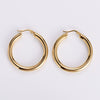 Wholesale Modern Style Exquisite Stainless Steel Polished 18K Gold Plated Thick Round Wire Hollow Large Hoop Earrings With Geometric Design