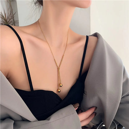 Modern Style Korean Style Round Dots Titanium Steel Plating 18k Gold Plated Pendant Necklace