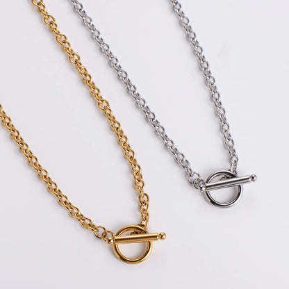 Modern Style Simple Style Circle Solid Color Stainless Steel Plating 18k Gold Plated Pendant Necklace