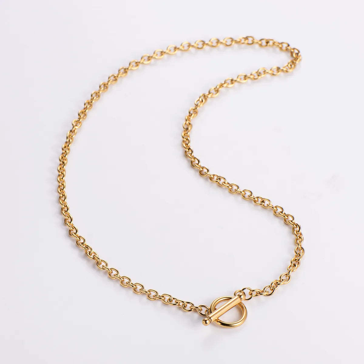 Modern Style Simple Style Circle Solid Color Stainless Steel Plating 18k Gold Plated Pendant Necklace