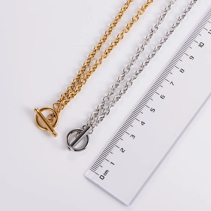 Modern Style Simple Style Circle Solid Color Stainless Steel Plating 18k Gold Plated Pendant Necklace