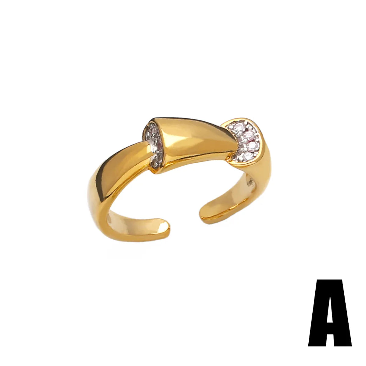 Wholesale Modern Style Simple Style Flower Copper Plating Inlay 18K Gold Plated Zircon Rings