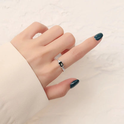 Wholesale Modern Style Simple Style Rectangle Sterling Silver Irregular Inlay Zircon Open Ring