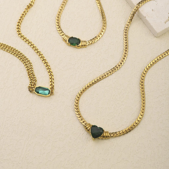 Wholesale Jewelry Modern Style Simple Style Solid Color 304 Stainless Steel Zircon Inlay Pendant Necklace