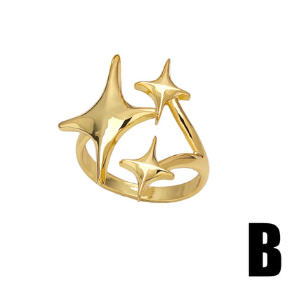 Wholesale Modern Style Simple Style Star Copper Plating Inlay 18K Gold Plated Zircon Rings