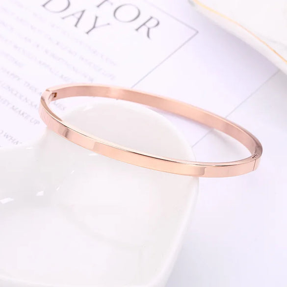 Modern Style Customization Laser Engraving Solid Color Stainless Steel Bangle In Bulk