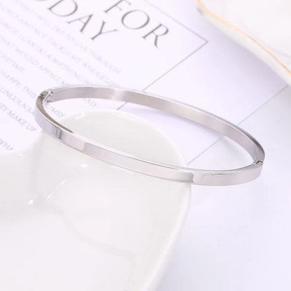 Wholesale Modern Style Solid Color Stainless Steel 18k Gold Plated Bangle