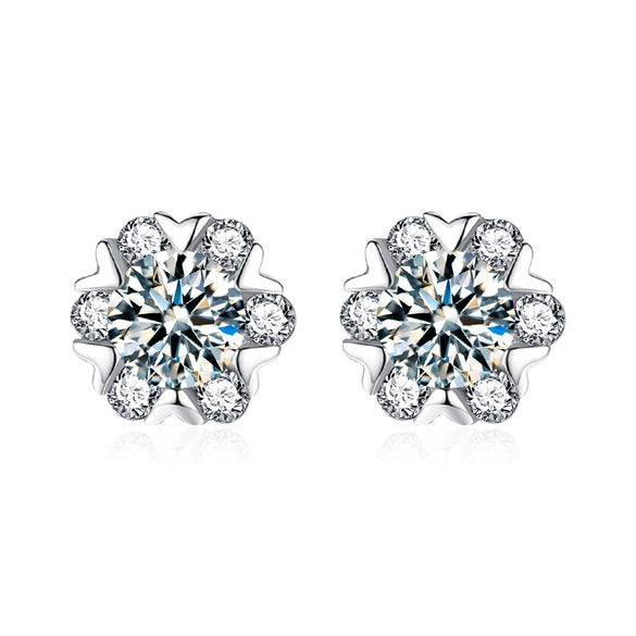 Wholesale Moissanite And S925 Sterling Silver Love Snowflake Geometric Fashion Women's Earrings