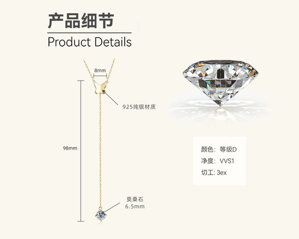 Wholesale Moissanite And 925 Silver Tassel Long Necklace With Geometric Style Electroplated Featuring Letter Number And Text Shapes