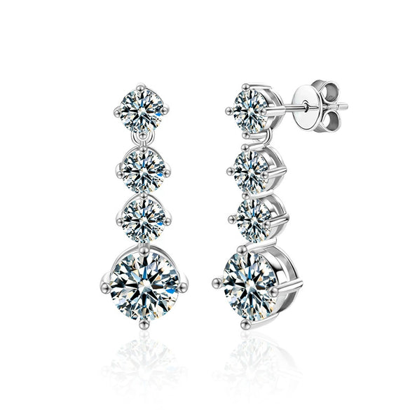 Wholesale Moissanite And 925 Sterling Silver Geometric Earrings Highend Classic Fourclaw Design