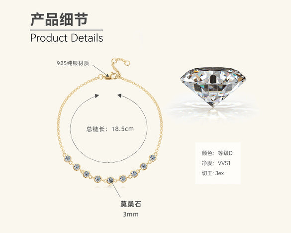 Wholesale Moissanite Bracelet For Women Fashion Style Geometric S925 Sterling Silver Electroplated Jewelry
