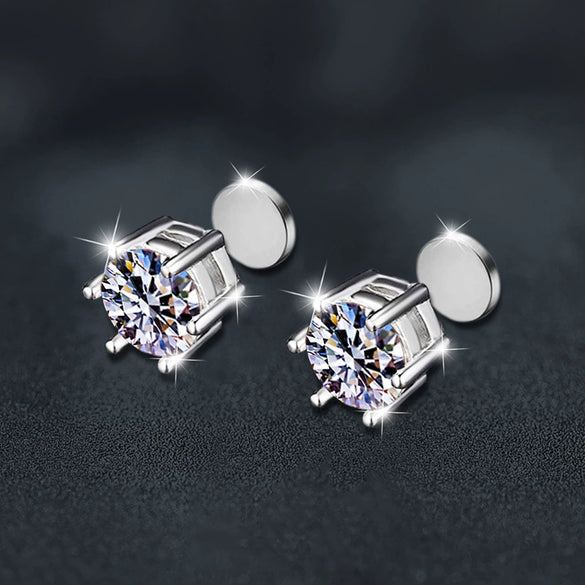Wholesale Moissanite Crown Shape 925 Sterling Silver Minimalist Magnetic Stud Earrings