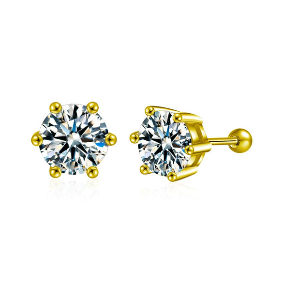 Wholesale Moissanite Crown Shape 925 Sterling Silver Minimalist Magnetic Stud Earrings