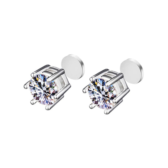 Wholesale Moissanite Crown Shape 925 Sterling Silver Minimalist Magnetic Stud Earrings