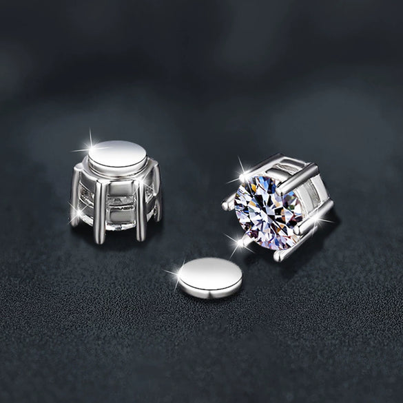Wholesale Moissanite Crown Shape 925 Sterling Silver Minimalist Magnetic Stud Earrings