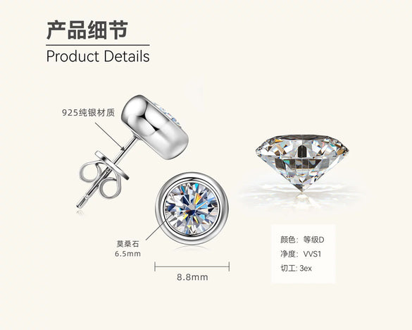 Wholesale Moissanite Earrings S925 Silver Geometric Style Electroplated For Women