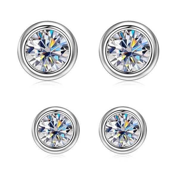 Wholesale Moissanite Earrings S925 Silver Geometric Style Electroplated For Women
