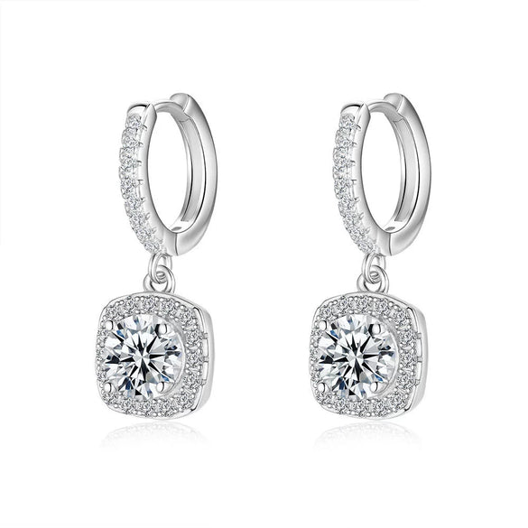 Wholesale Moissanite Earrings S925 Silver Luxury Square Geometric Simple Design Jewelry