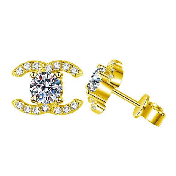 Wholesale Moissanite Earrings 925 Sterling Silver Highend Style With Letter Pattern Set With Diamonds