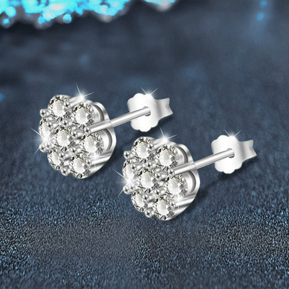 Wholesale Moissanite Earrings 925 Sterling Silver Simple Elegant Petal Snowflake Flower Style