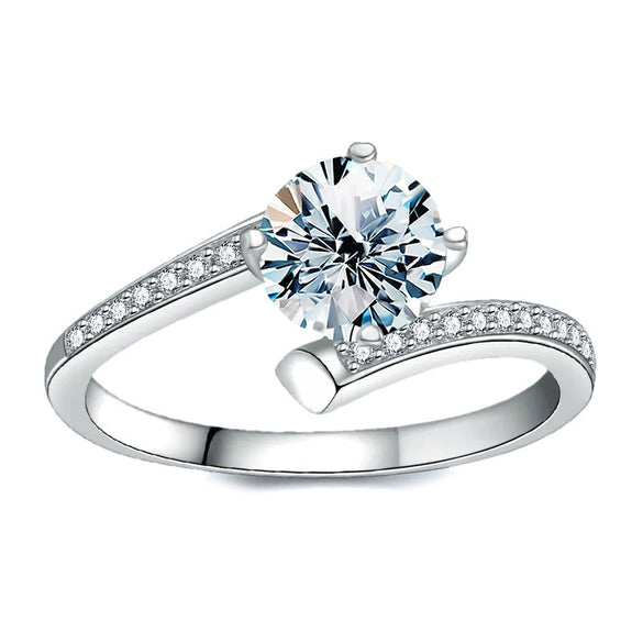 Wholesale Moissanite Four Claw Classic Women's Diamond Ring In 925 Sterling Silver With Geometric Design And Electroplating