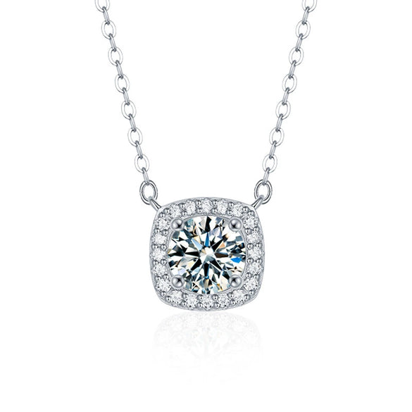 Wholesale Moissanite Geometric Minimalist 925 Sterling Silver Fourclaw Pendant Necklace For Women