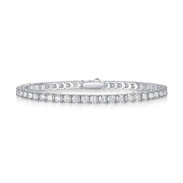 Wholesale Moissanite Inlaid 925 Silver Geometric Fashion Tennis Bracelet With Cuban Chain