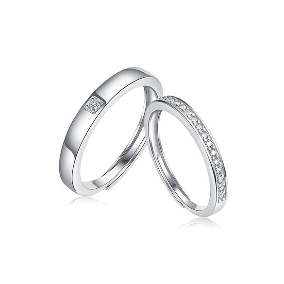 Wholesale Moissanite Inlaid 925 Silver Geometric Minimalist Unisex Couple Ring