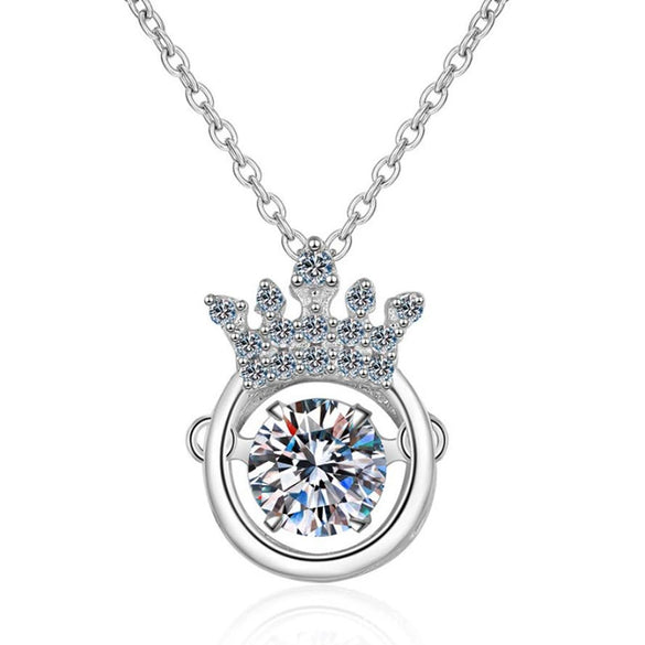 Wholesale Moissanite Necklace S925 Sterling Silver Crown Beating Heart Electroplated