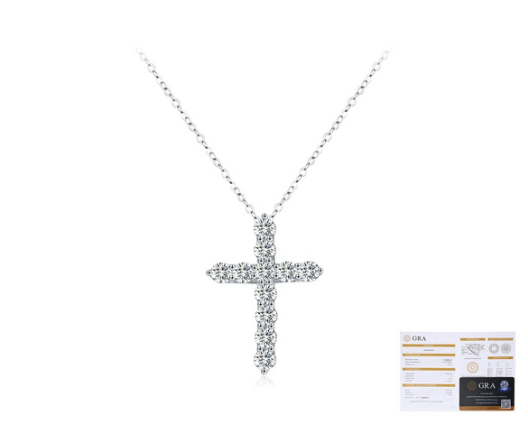 Wholesale Moissanite Necklace 925 Sterling Silver Old Money Style Cross Clavicle Chain For Women